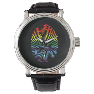 Reloj De Pulsera Huella dactilar LGBTQ Orgulloso Arcoíris Gay Lésbi
