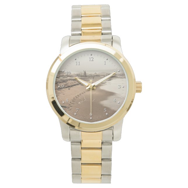 Reloj De Pulsera Huellas de Foggy Beach Watch (Anverso)