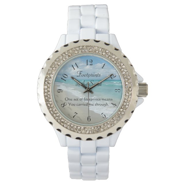 Reloj De Pulsera Huellas en la arena Inspiradora (Anverso)