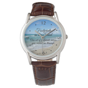Reloj De Pulsera Huellas en la arena Inspiradora cristiana