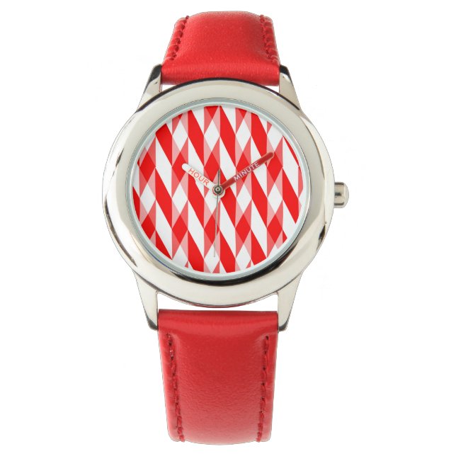 Reloj De Pulsera Hueso de arenque rojo y blanco (Anverso)