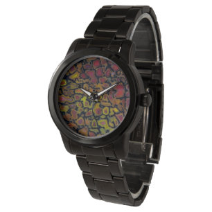 Reloj De Pulsera Hueso de dinosaurio petrificado arcoíris