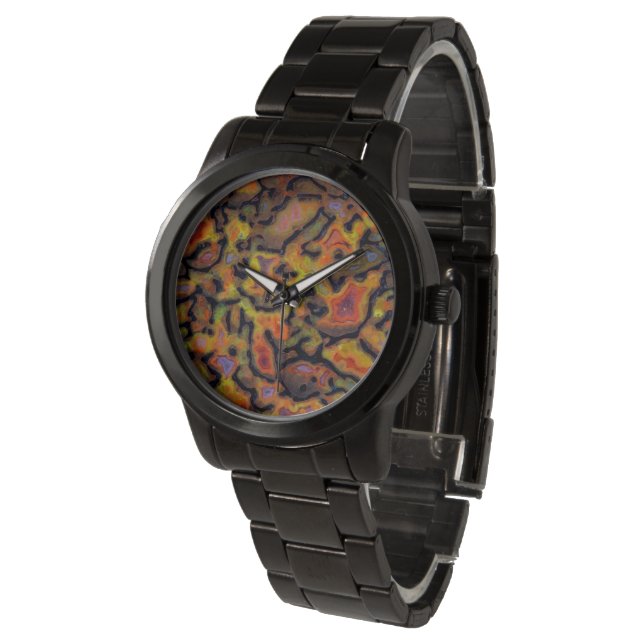 Reloj De Pulsera Hueso de dinosaurio Petrificado naranja (Angular)
