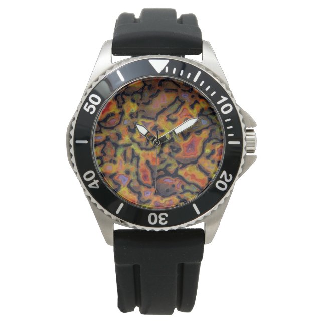 Reloj De Pulsera Hueso de dinosaurio Petrificado naranja (Anverso)