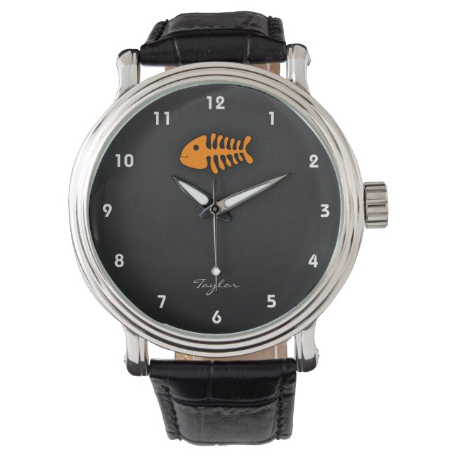 Reloj De Pulsera Huesos de peces naranja (Anverso)