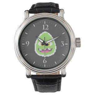 Reloj De Pulsera Huevo pixelado lindo fango de café monstruo