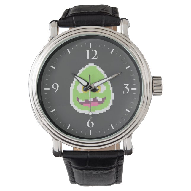 Reloj De Pulsera Huevo pixelado lindo fango de café monstruo (Anverso)
