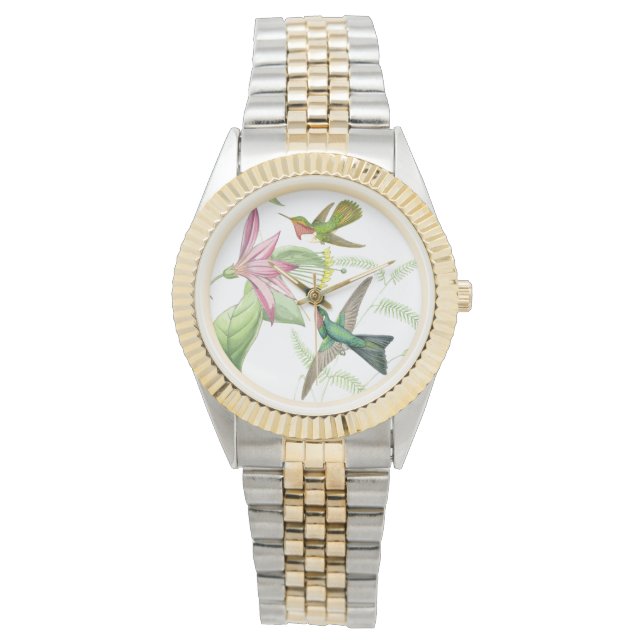 Reloj De Pulsera Hummingbird Aves Wildlife Flores Florales Watch (Anverso)
