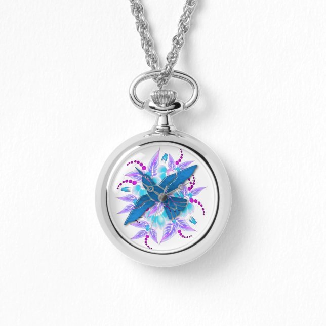 Reloj De Pulsera Hummingbird Floral Art Deco (Anverso)