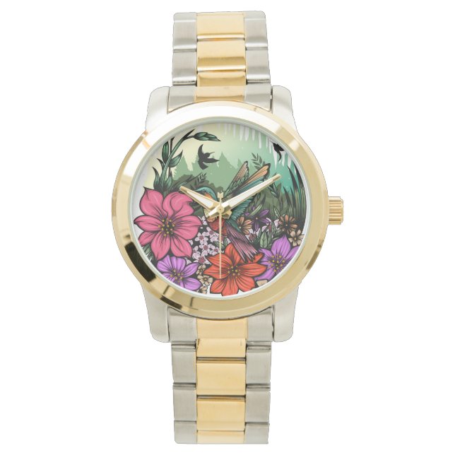 Reloj De Pulsera Hummingbird Garden (Anverso)