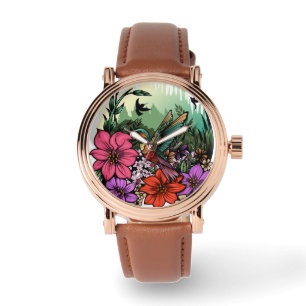 Reloj De Pulsera Hummingbird Garden