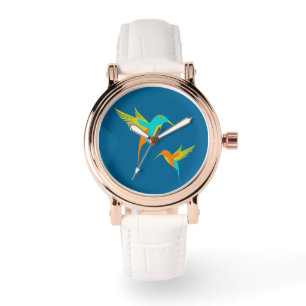 Reloj De Pulsera Hummingbirds Exótico Azul