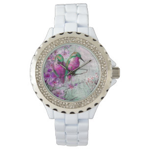 Reloj De Pulsera Hummingbirds rosa y brillante