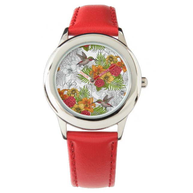 Reloj De Pulsera Hummingbirds y el ramo tropical (Anverso)