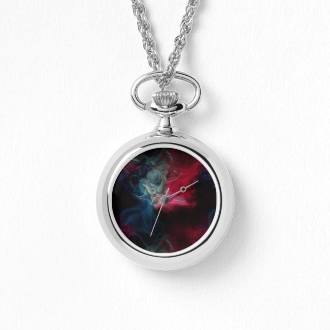 Reloj De Pulsera humo abstracto rosa y azul (Anverso)