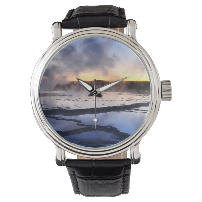 Reloj De Pulsera Humo geyser al atardecer (Anverso)