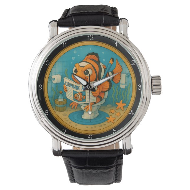 Reloj De Pulsera Humorous Clownfish Bathroom (Anverso)