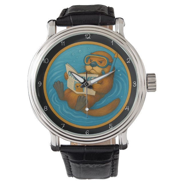 Reloj De Pulsera Humorous Otter In Pool (Anverso)