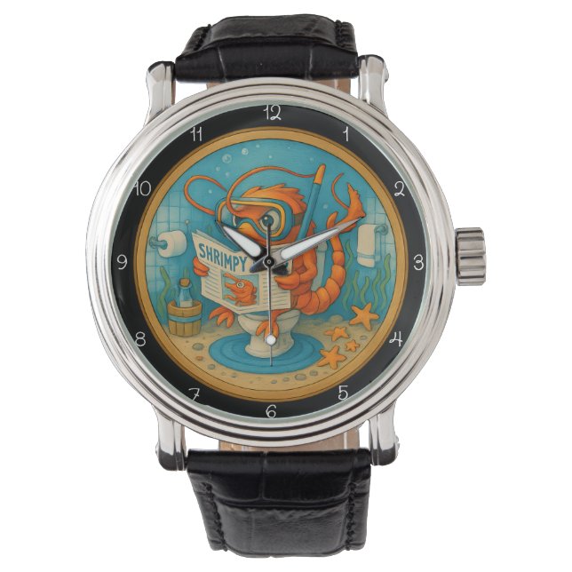 Reloj De Pulsera Humorous Shrimp Bathroom  (Anverso)
