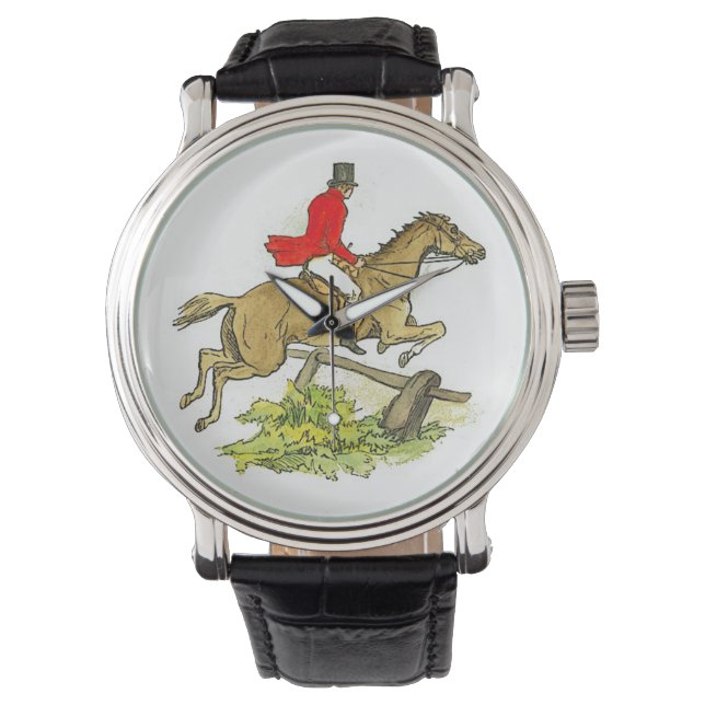 Reloj De Pulsera Hunter Jumper Horse Fox Caza o Trail Ride (Anverso)