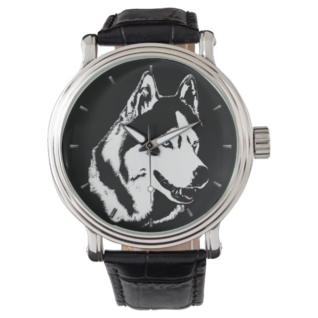 Reloj De Pulsera Husky Watch Siberian Husky Malamute Writing Watch (Anverso)