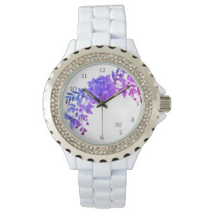 Reloj De Pulsera Hydrangea azul púrpura magenta del *~* floral