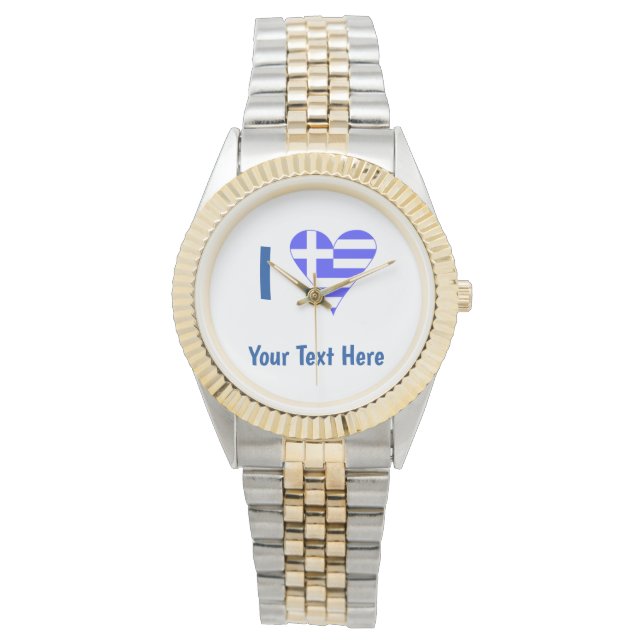 Reloj De Pulsera I (Bandera griega Corazón Funky) Personalización A (Anverso)