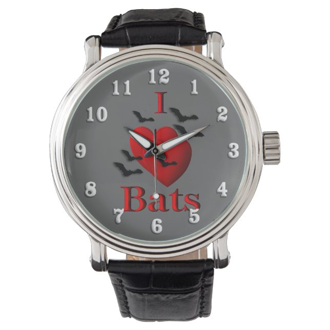 Reloj De Pulsera I Heart Bats (Anverso)