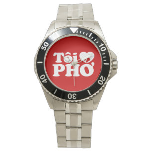 Reloj De Pulsera I Heart (Love) Pho (Tôi + PHỞ) Idioma Vietnamita