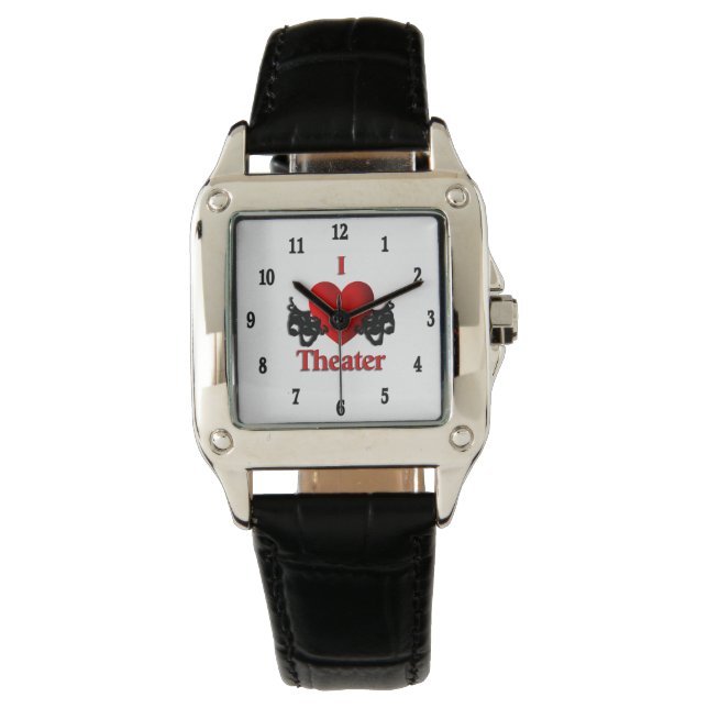 Reloj De Pulsera I Heart Theater Black Numbers (Anverso)