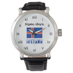 Reloj De Pulsera Iceland and Icelandic Flag with Your Name
