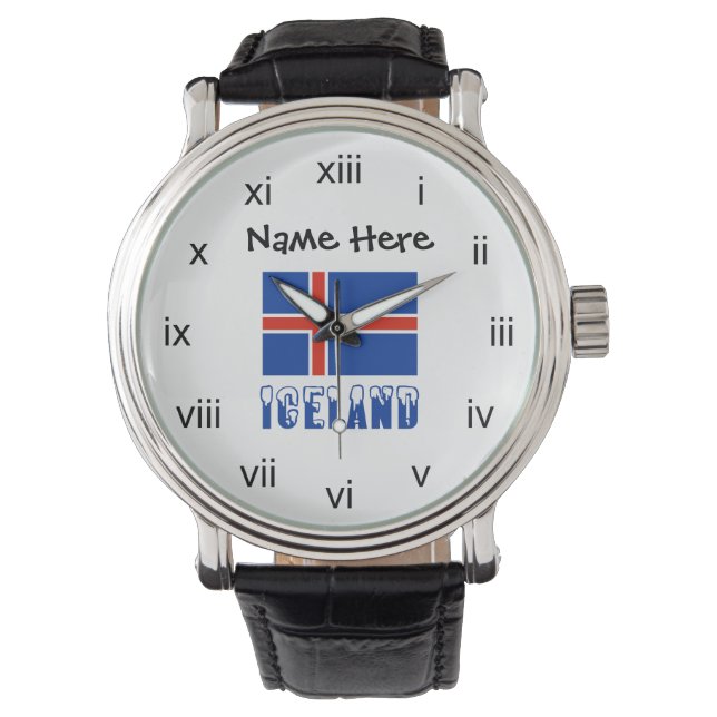 Reloj De Pulsera Iceland and Icelandic Flag with Your Name (Anverso)