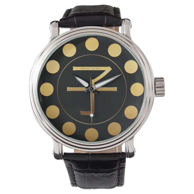 Reloj De Pulsera Ideograma de oro del año de la rata chino Zodiac C (Anverso)