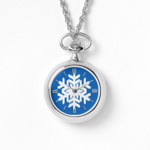 Reloj De Pulsera Ikat Snowflake - Azul cobalto y blanco