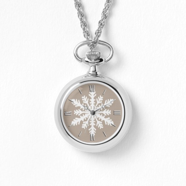 Reloj De Pulsera Ikat Snowflake - Taupe tan y blanco (Anverso)