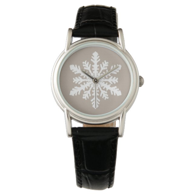 Reloj De Pulsera Ikat Snowflake - Taupe tan y blanco (Anverso)
