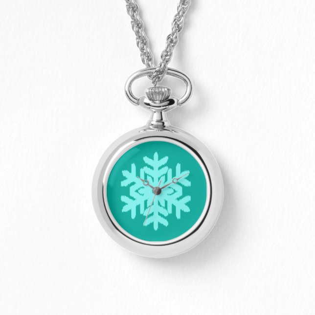 Reloj De Pulsera Ikat Snowflake - Turquesa y agua (Anverso)