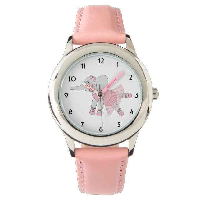 Reloj De Pulsera illusima Ballerina Elephant Niños rosados Watch (Anverso)