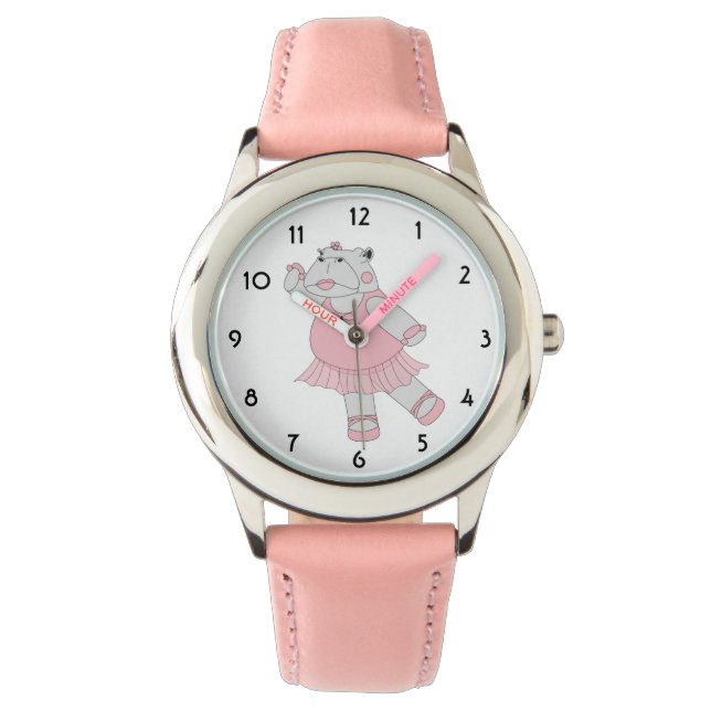 Reloj De Pulsera illusima Ballerina Hippo Niños rosados Watch (Anverso)