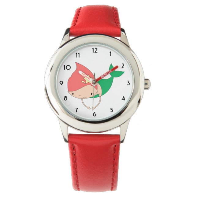 Reloj De Pulsera illusima Cotton Candy Mermaid Red Kids Watch (Anverso)