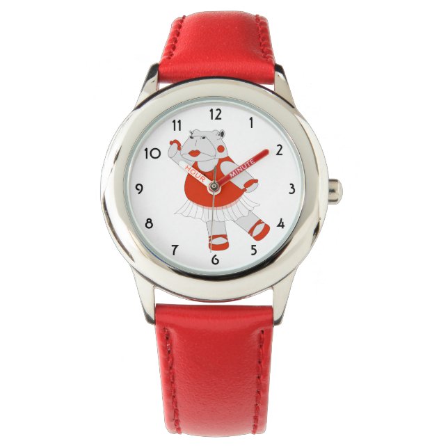 Reloj De Pulsera illusima Dancing Hippo Red Kids Watch (Anverso)