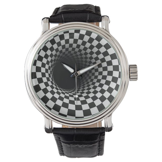 Reloj De Pulsera Ilusión óptica de túnel en blanco y negro (Anverso)