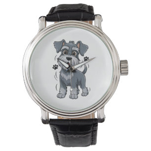 Reloj De Pulsera Ilustración adorable de cachorro de Schnauzer con 