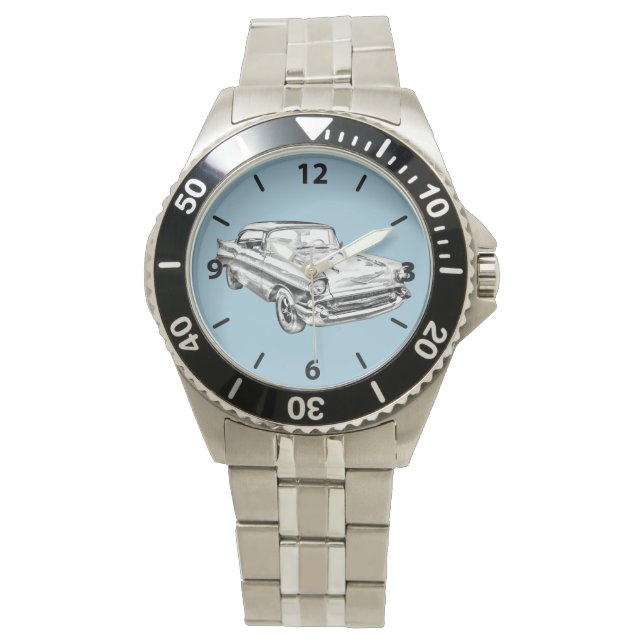 Reloj De Pulsera ilustracion Chevy Bel Air Classic de 1957 (Anverso)