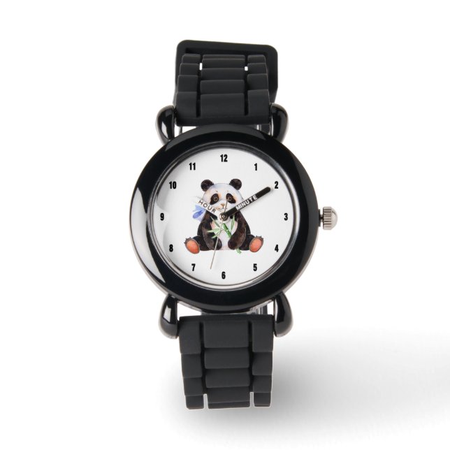 Reloj De Pulsera Ilustracion Cute Panda Waterphones (Anverso)