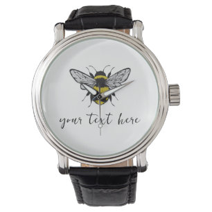 Reloj De Pulsera Ilustracion de abejas - agrega tu propio texto