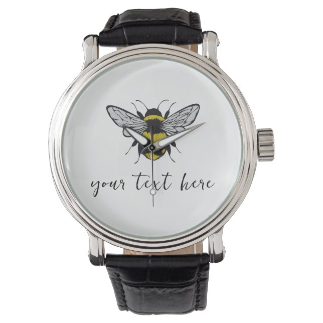 Reloj De Pulsera Ilustracion de abejas - agrega tu propio texto (Anverso)