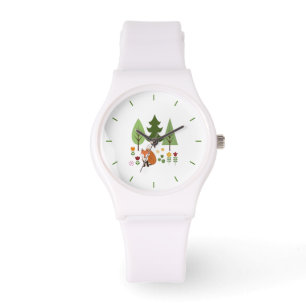 Reloj De Pulsera Ilustracion de árboles de flores Fox de estilo esc