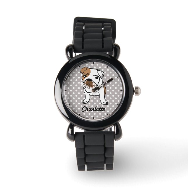 Reloj De Pulsera Ilustracion de Bulldog inglés (Anverso)