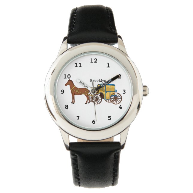 Reloj De Pulsera Ilustracion de caballos y carruajes reales (Anverso)
